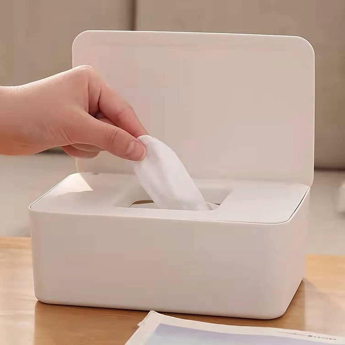 Babydoekjes Houder - Veegdispenser Doos - Doekjes Vers Houden - Drielaags Afdichting - 80 Doekjes Capaciteit - Wit