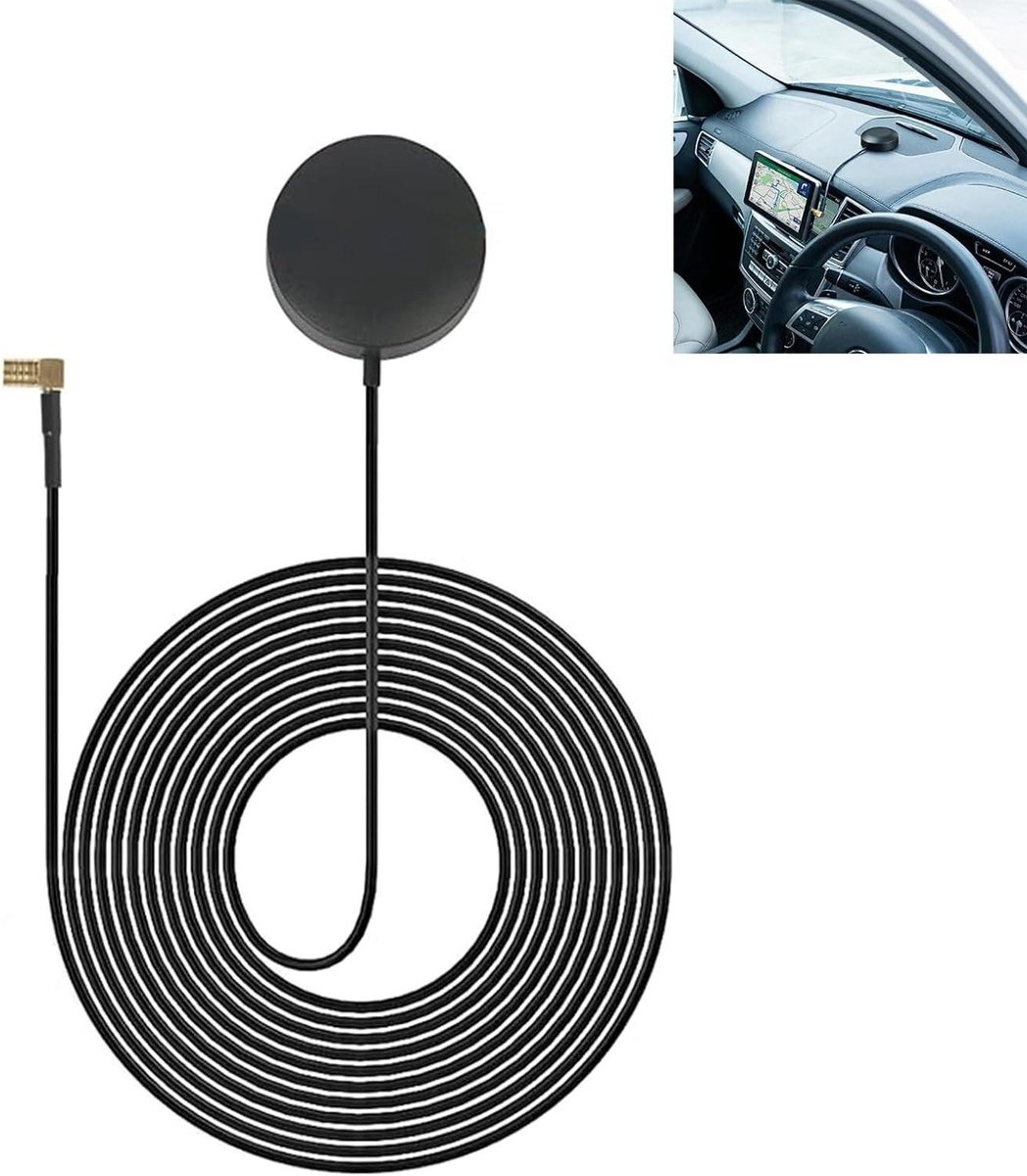 Auto DAB Antenne - Digitale Radio - Verbeter Ontvangst - SMB Aansluiting - 3 Meter Kabel - Zwart