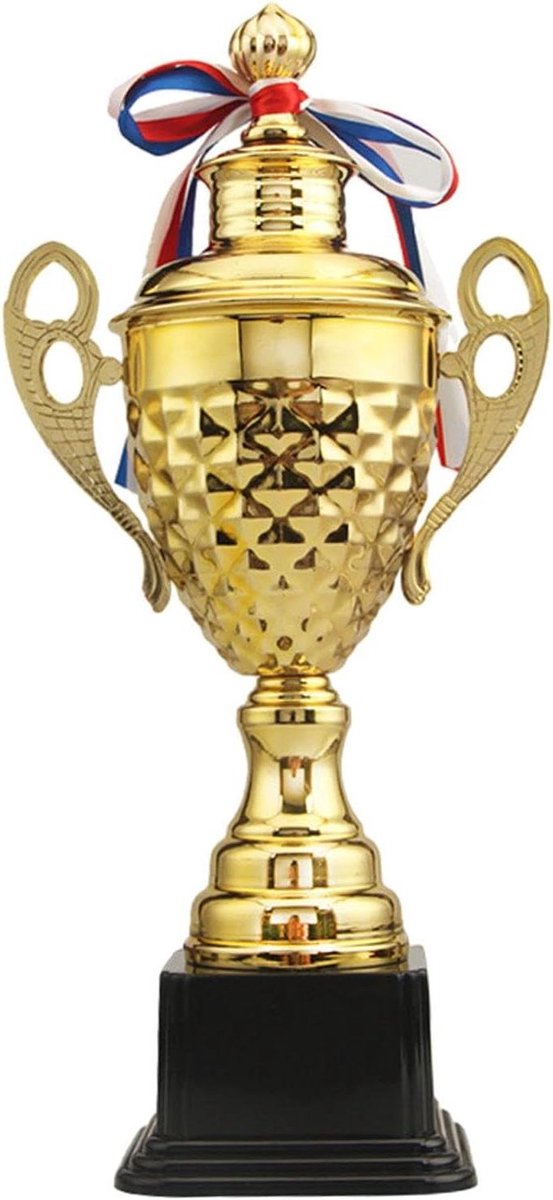 Prijs Beker - Sport Trofee - Wedstrijd Beloning - Robuust Metaal - 48 cm - Goudkleurig