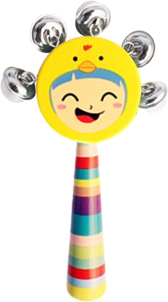 Houten bellen - Hand shaker - Muziek maken - Robuuste constructie - 16 x 9 x 2 cm - Willekeurige kleur