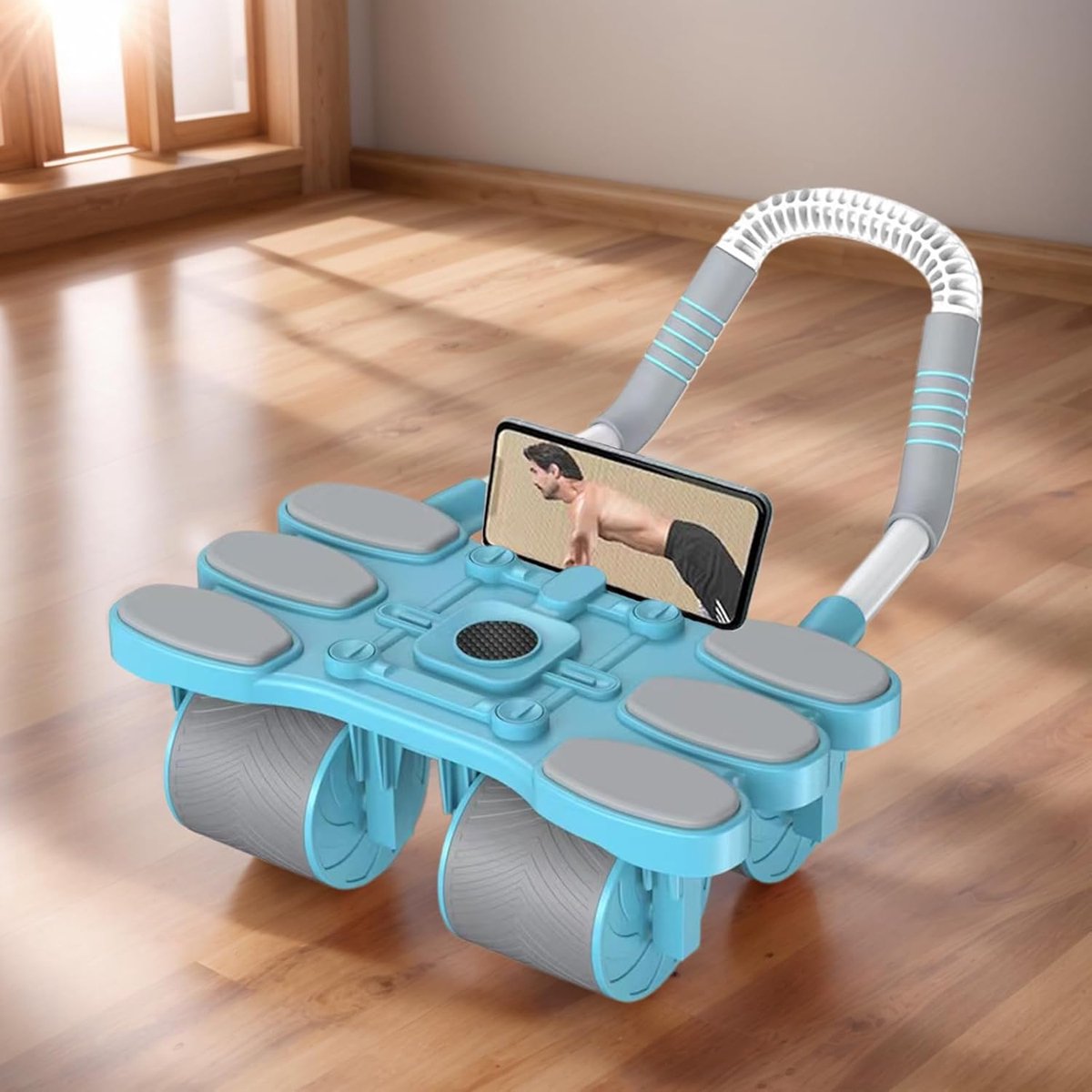 Buikspierroller - Core Trainer - Kracht Training - Automatische Terugvering - 30 cm - Blauw