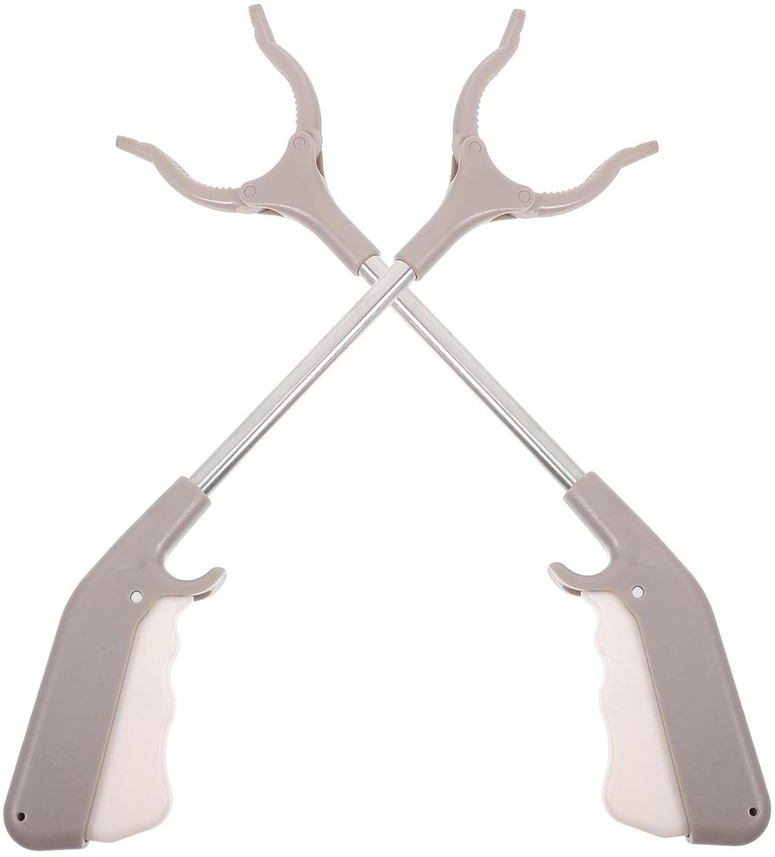 Afvalgrijper Set - Grijper Tang - Hygiënisch Opruimen - Verdikte Roestvrij Staal Clip - 40 cm Lengte - Lichtbruin