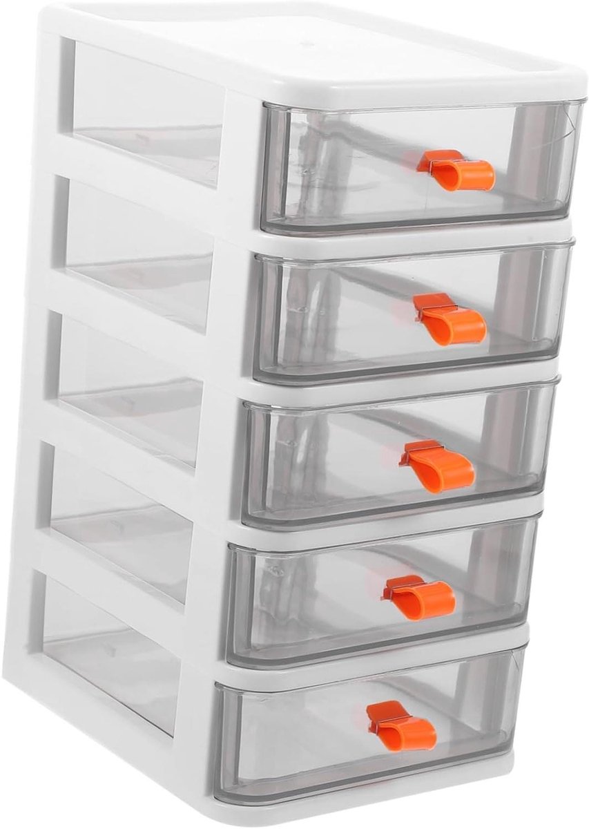 Opbergbox Bureau - Bureau Organizer - Spullen Ordenen - 5 Lades - 25 cm - Transparant