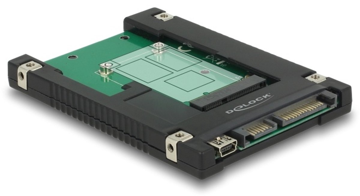 Delock 2.5″ Converter SATA 22 pin / USB 2.0 Type Mini-B > 1 x mSATA / Mini PCIe Slot