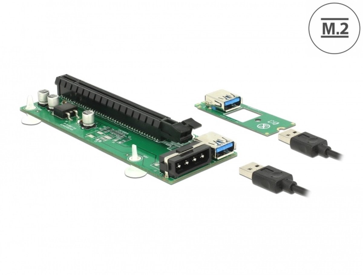 Riser -kaart M.2 Key B+M> PCI Express X16 met 30 cm USB -kabel