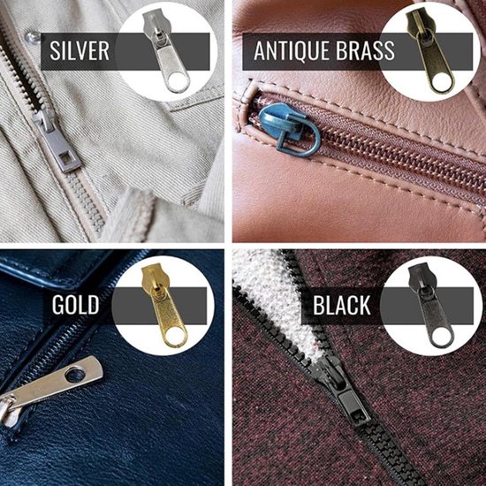 Ritssluiting reparatieset - Rits onderdelen - Kleding herstellen - Complete 197-delige set - Diverse maten - Metaal — afbeelding 2