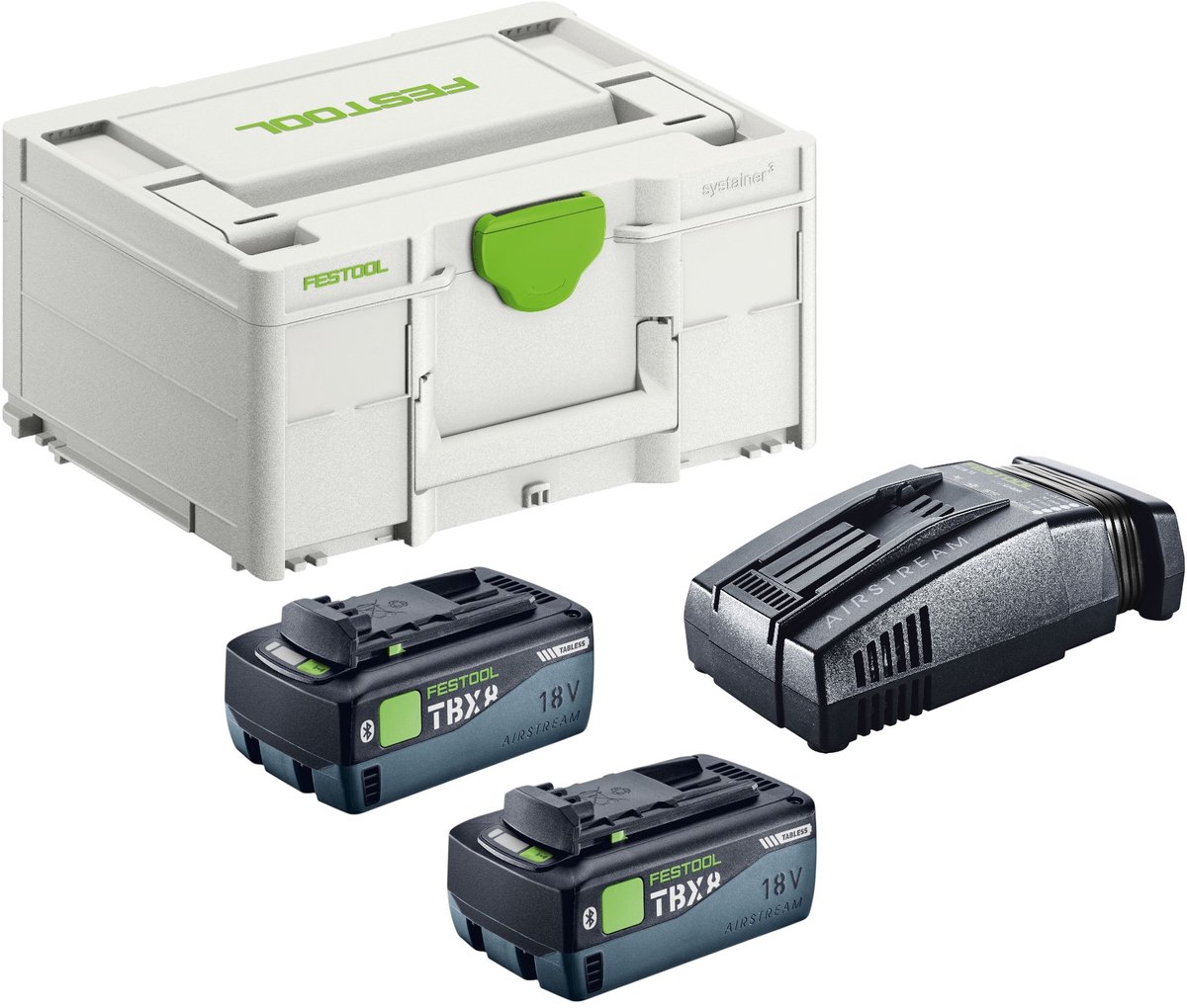 Festool SYS 18V 2xTBX8/SCA16 energieset ( 578814 ) met 2x BP 18 TBX 8 ASI accu 18 V 8,0 Ah + SCA 16-lader + Systainer