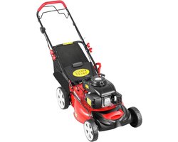 Benzine Grasmaaier - Tuinmaaier Krachtig - Gazon Onderhouden - 8-voudige Hoogteverstelling - 51 cm Maaibreedte - Zwart Rood