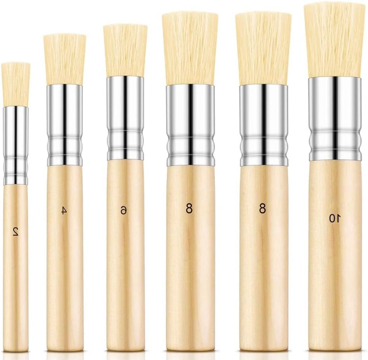 Natuurlijke Penseelset voor Acryl- en Olieverf - 6 Stuks in 5 Verschillende Maten voor Creatieve Kunstprojecten