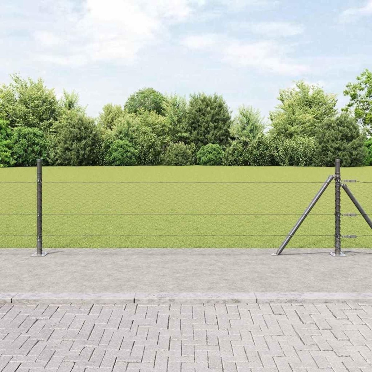 Stalen Balustrade Paal - Hekpaal Tuinpaal - Buiten Omheinen - Weerbestendige PVC Coating - 10 Meter - Grijs