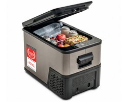 TZS First Austria Compressor Koelbox - 27L - Koelt tot -20°C - AC/DC 12V 24V 230V - Anti-Vingerafdruk Dark Steel - 3-Traps Accubeveiliging