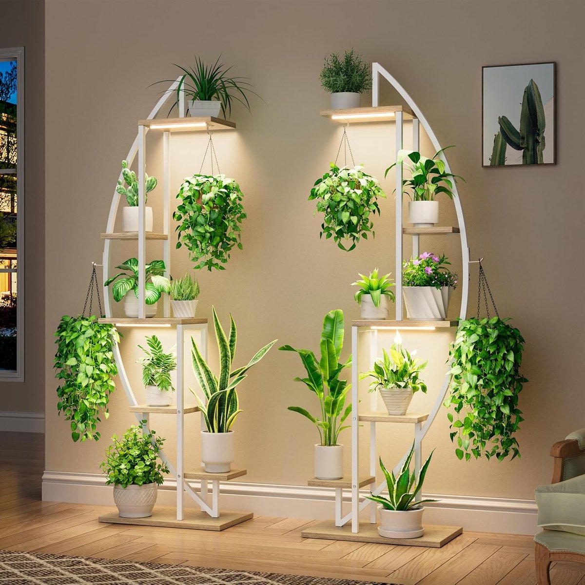 Indoor Plantenstandaard met Groeilampen, 6 Niveaus, Hoog Metaal Plantrek van 160 cm voor Binnenplanten, Ideaal voor Plantenverzorging en Decoratie