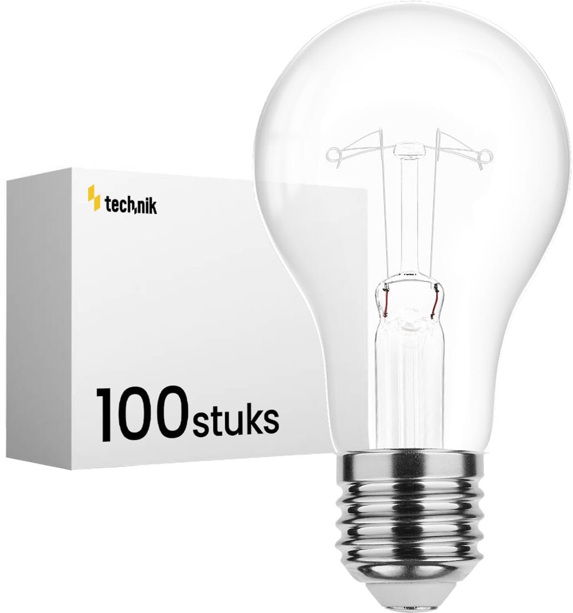 Technik E27 Wolfraam-Gloeilamp Dimbaar 150W - 2700K - Warm Wit - Gloeilamp Globe A70 - 100 stuks