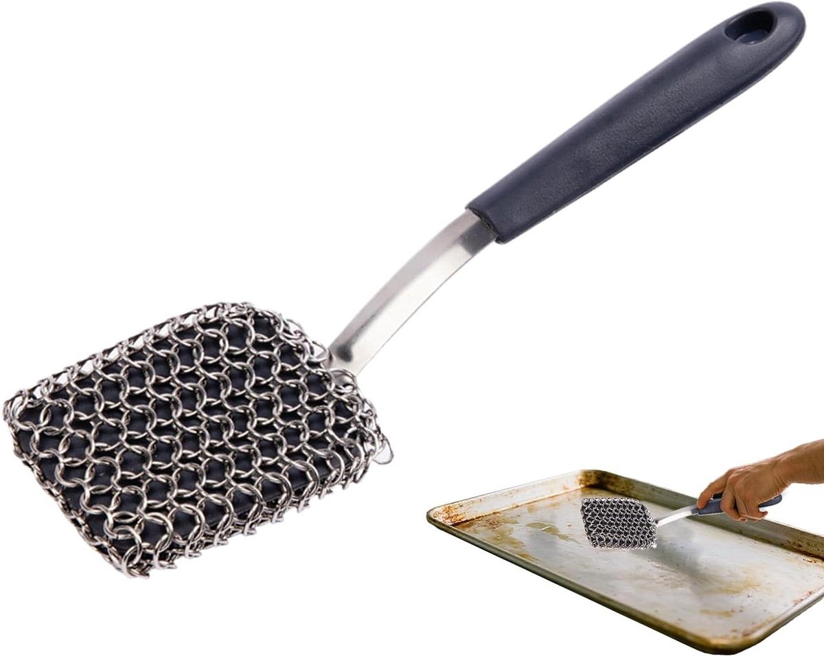 Grill Borstel - Schoonmaak Tool - Barbecue Schoonmaken - Ergonomische Handgreep - 24 cm - Zwart