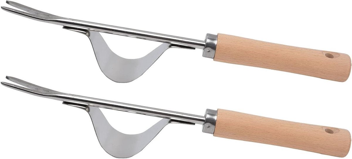 Onkruidtrekker Set - Tuinwieder - Gazon Onderhoud - Ergonomisch Beukenhouten Handvat - 2 Stuks - Niet Van Toepassing