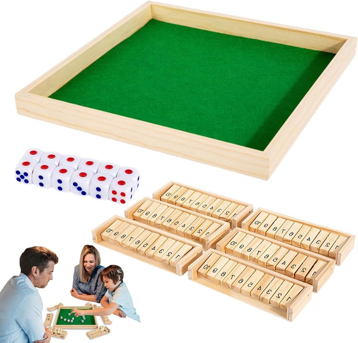 Houten Dobbelspel - Boxspel Strategie - Familie Binding - Besluitvorming Verbeteren - 30 x 30 cm - Houtkleur