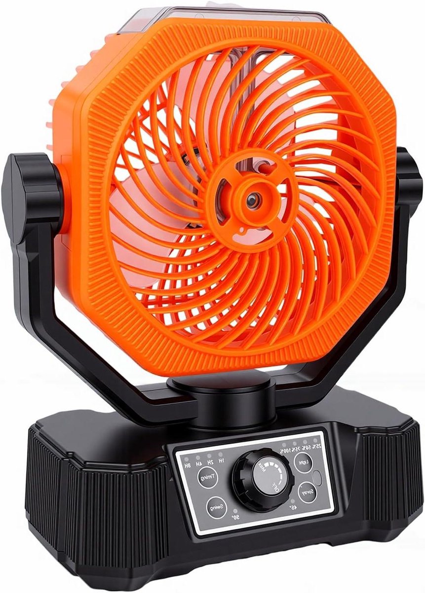 Draagbare Ventilator - Oplaadbare Ventilator Buitenventilator - Kamperen en Buiten - Zonnepaneel en LED-licht