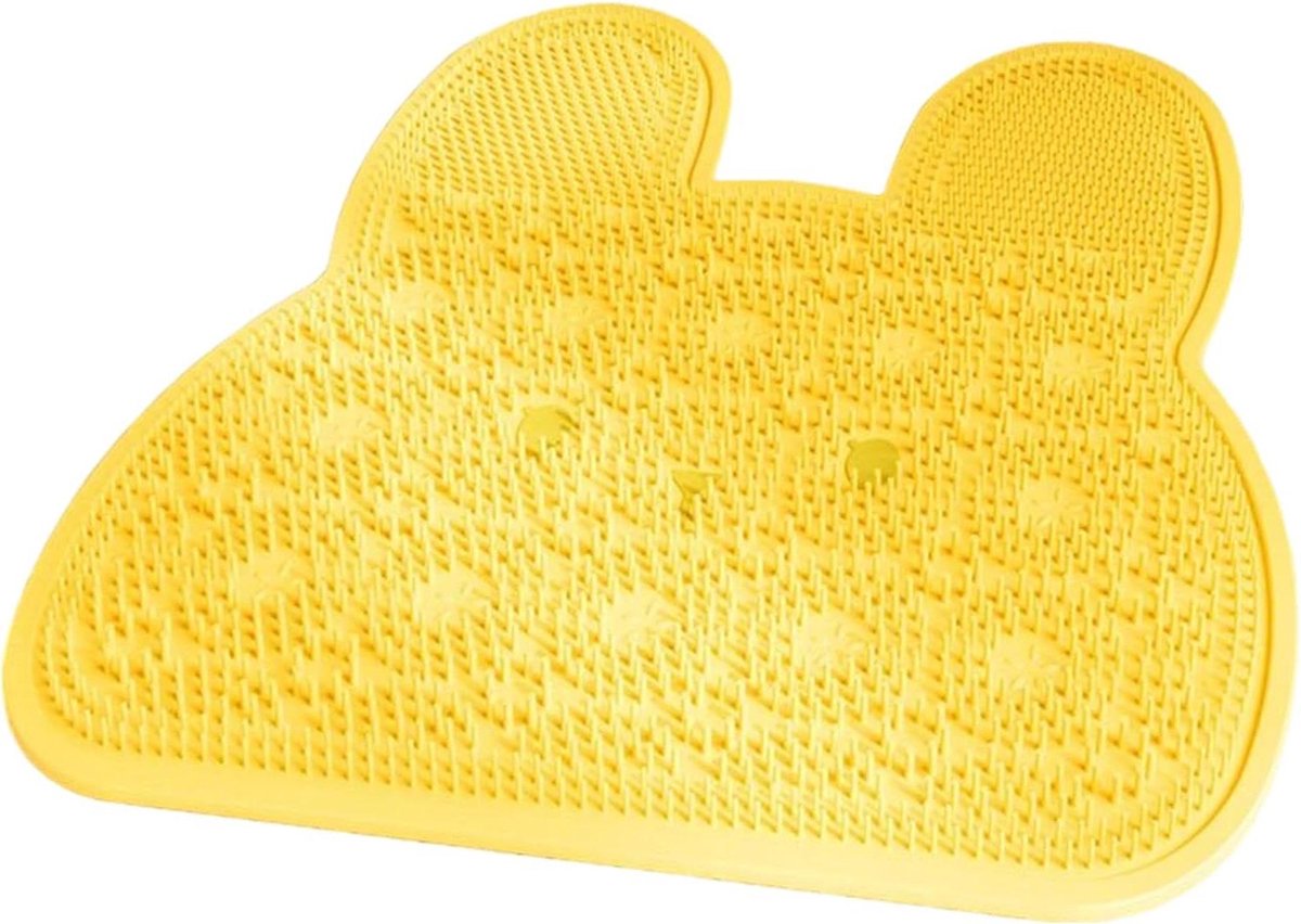 Douche Voetborstel - Siliconen Kussen - Voetverzorging Thuis - Stevige Zuignap Basis - 30 x 35 cm - Geel