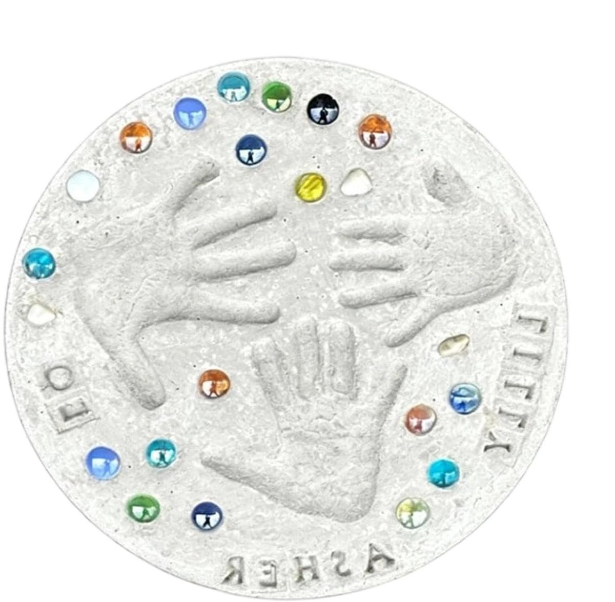 Handafdruk Steenkit - Aandenken Steen - Familie Herinnering - Inclusief Letterstempels - 25 cm - Grijs