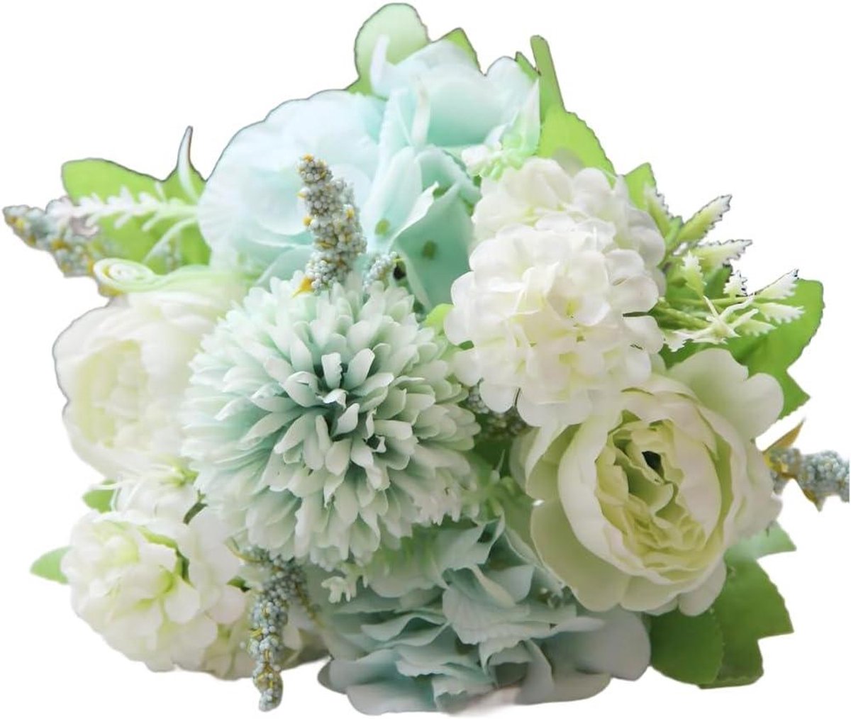 Zijden Bloemenboeket - Kunstbloemen Mix - Woondecoratie - Handgemaakt Vakmanschap - 32 cm Hoog - Groen