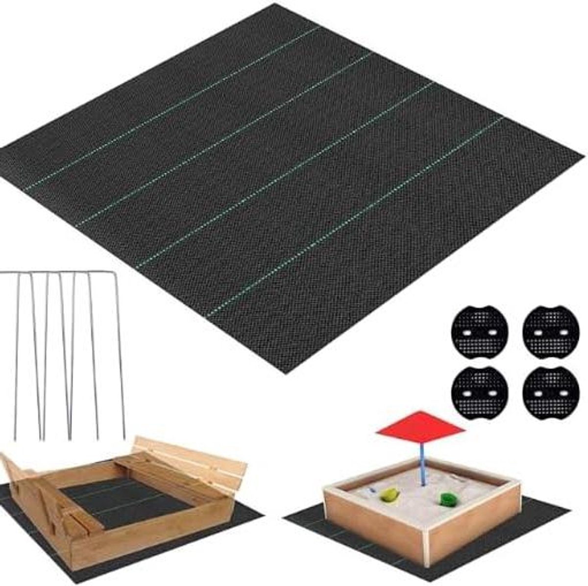 Zandbakdoek - Onkruiddoek bodem - Zandbak bescherming - Scheurvast materiaal - 2 x 2 meter - Zwart