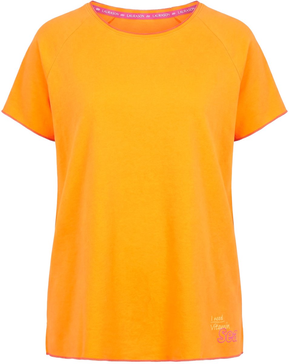 Laurasøn - Dames - Sweatshirt oversized korte mouwen - Fel oranje - Maat 40+