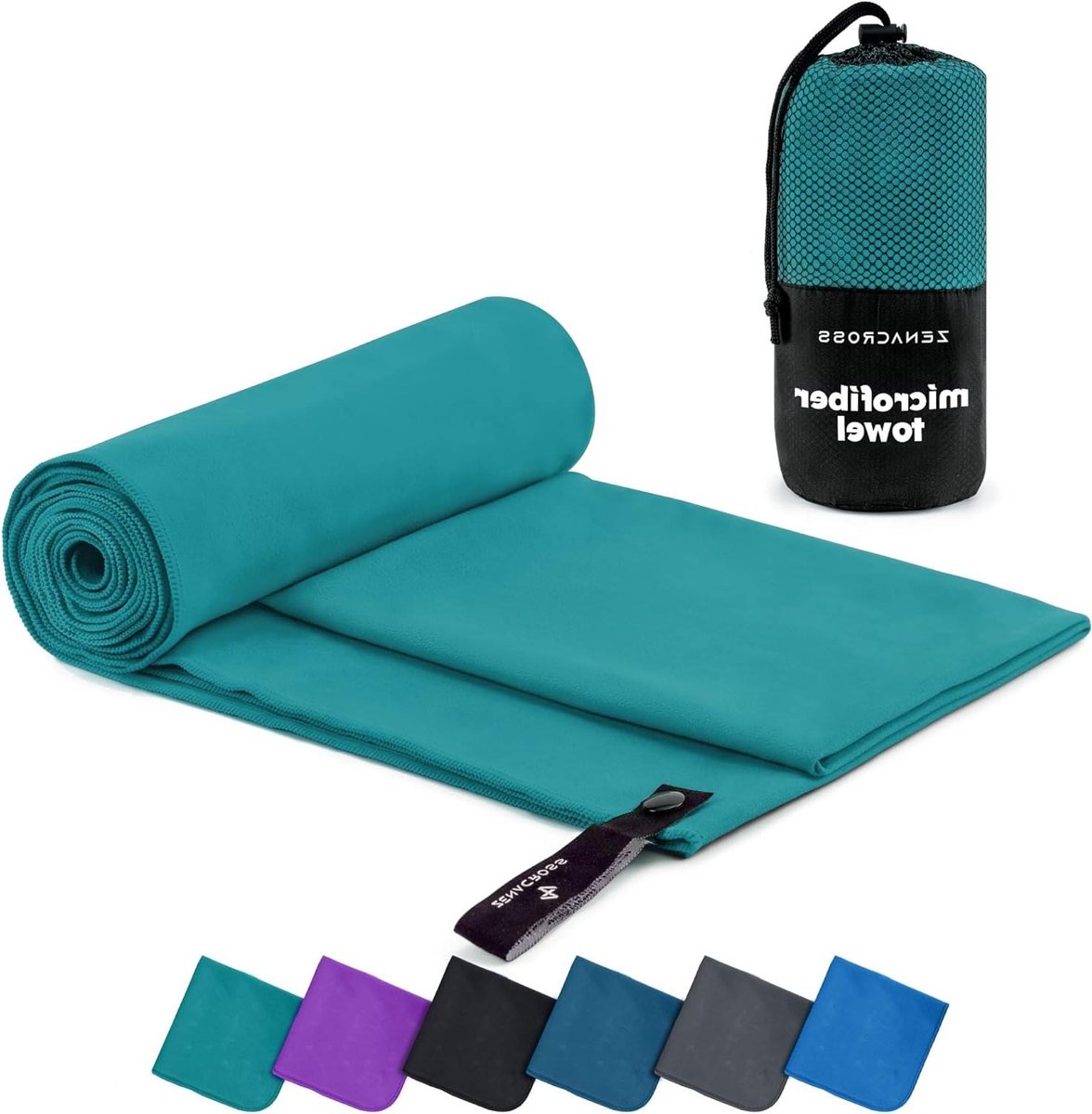 Microvezelhanddoek - Sneldrogende handdoek - Sport en reis - Inclusief draagtas - 160 x 80 cm - Petrolgroen
