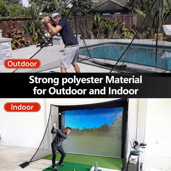 Golf oefennet - Sport trainingsnet - Swing oefenen - Eenvoudig te monteren - 213 x 213 cm - Zwart van GOLF — afbeelding 4