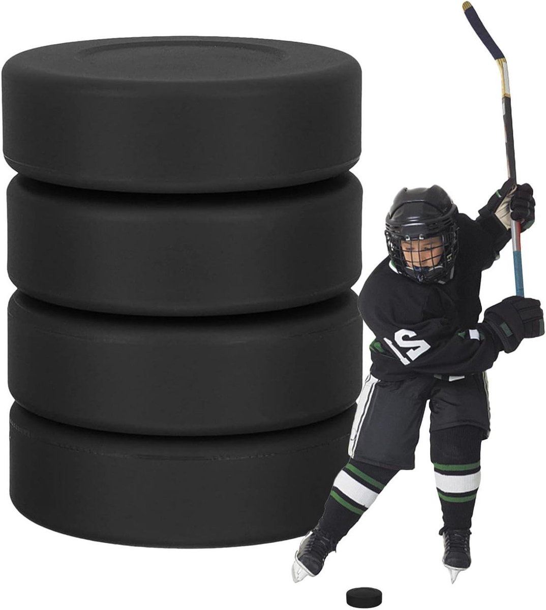 Sport Pucks - Training Schijven - Hockey Oefenen - Duurzaam Rubber PVC - 4 Stuks 7cm - Zwart