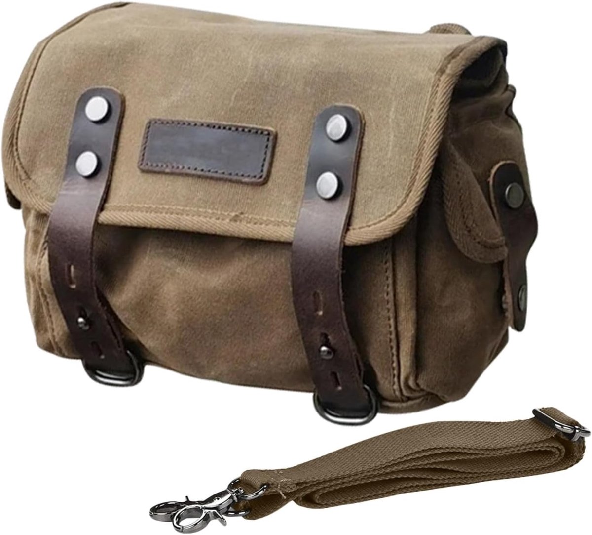 Zijtas Motor - Bagage Tas - Reizen Op Reis - Waterproof Canvas - 23x9x17cm - Khaki