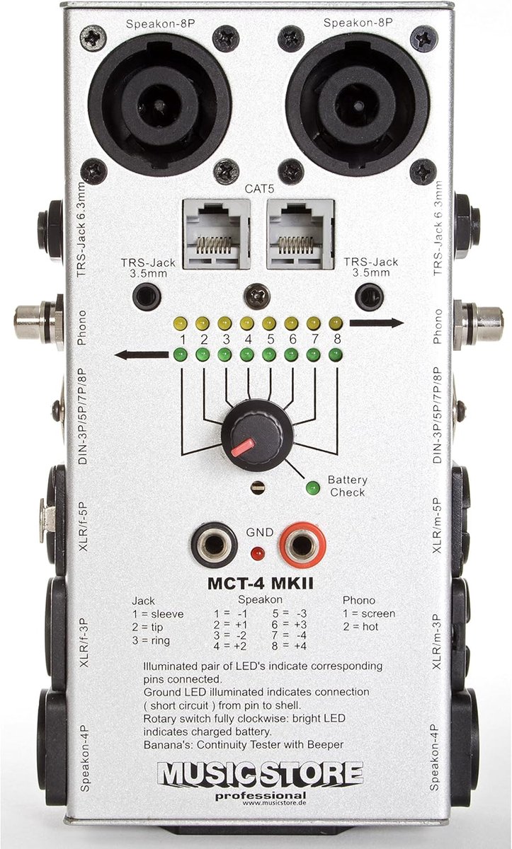 Kabeltester - Testapparaat - Signaal Controleren - Inclusief Batterij - 21 cm - Meerkleurig