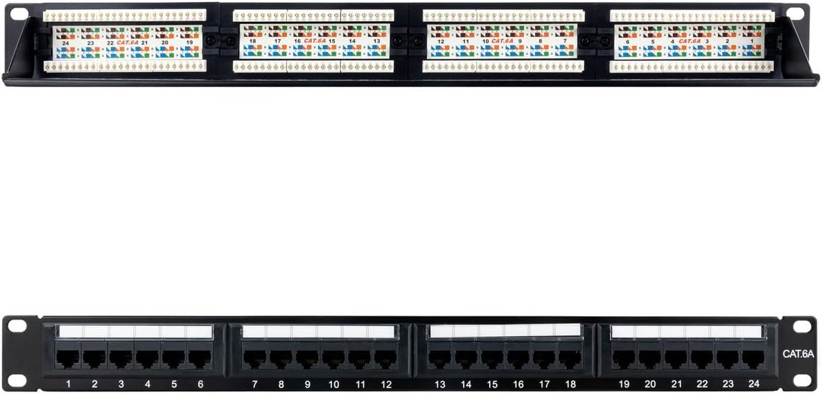 Cat.6A UTP Patchpaneel voor 19" Rackinstallatie - Zwart