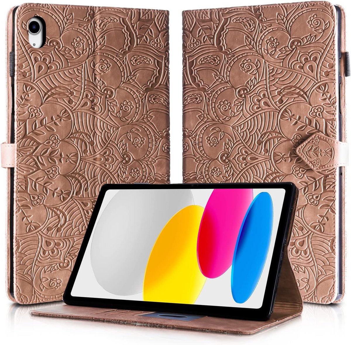 Beschermhoes voor iPad 10e Generatie Wallet PU Leer Magnetische Standaard Bruin
