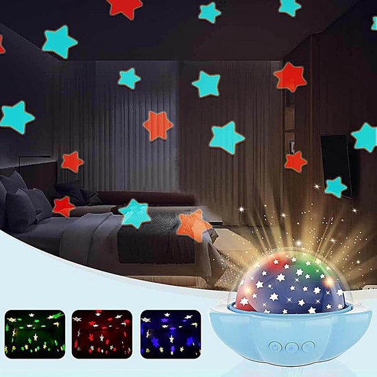 Kinderprojector Nachtlamp - Sterrenhemel Projector - Slaap Omgeving Creëren - Zachte Oogbescherming - 12 x 18 x 12 cm - Blauw — afbeelding 2