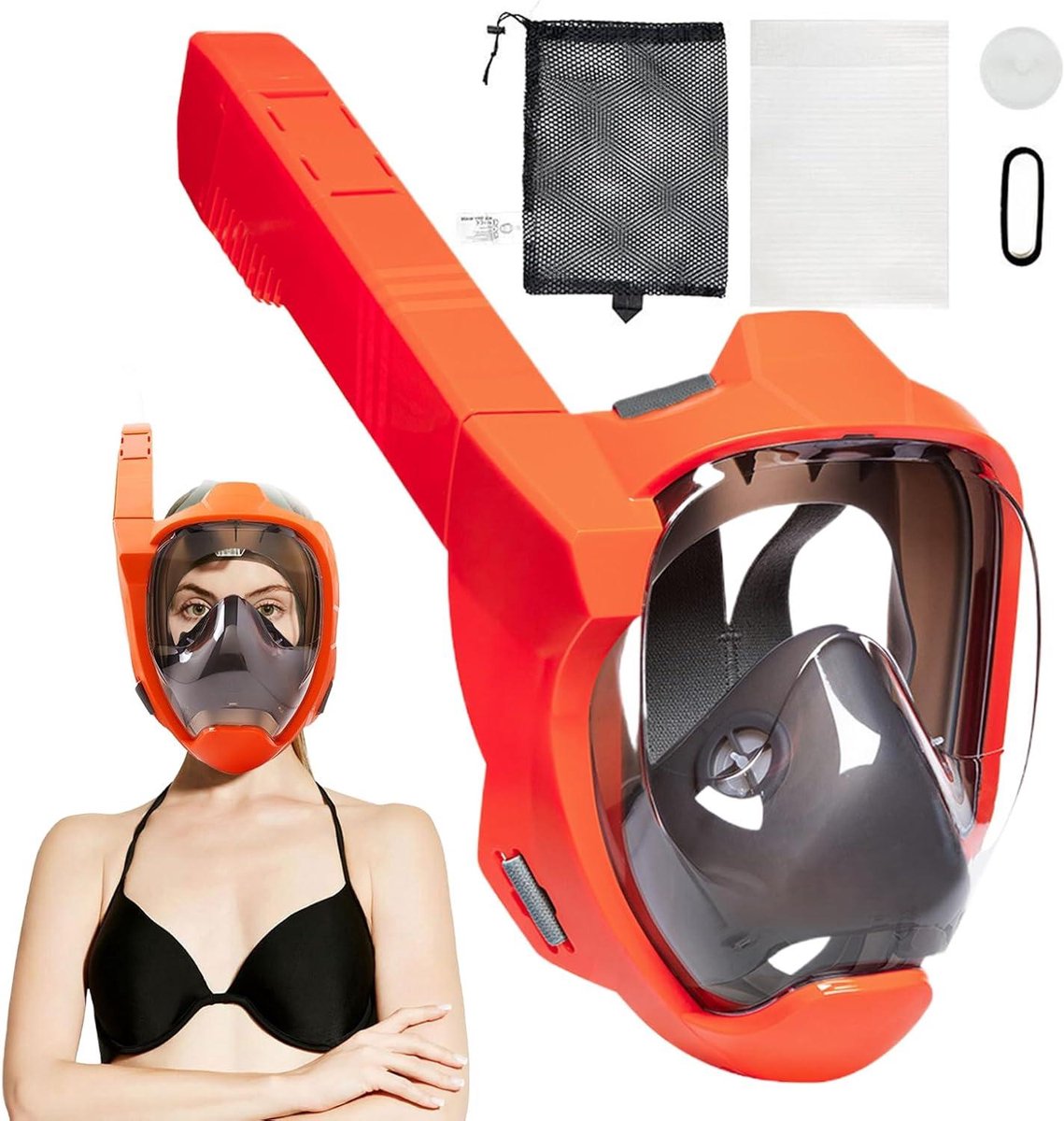 Snorkelmasker Volwassenen - Duikmasker - Onderwater Verkennen - Panoramisch Zicht - 35 cm - Oranje
