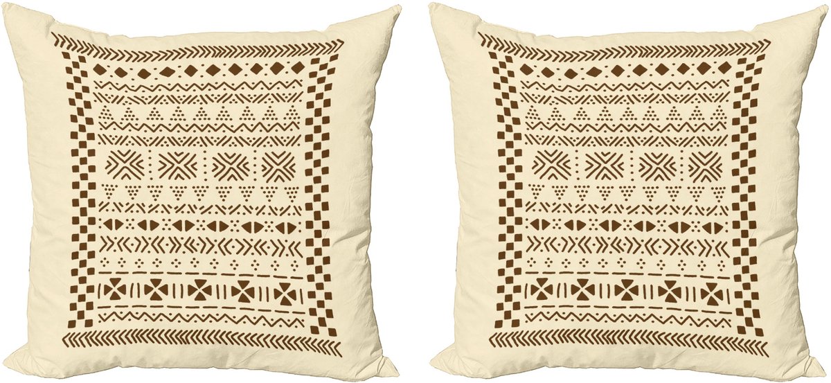 ABAKUHAUS Bruine en beige decoratieve kussenhoezen, 2 stuks, moderne accenten, dubbelzijdige digitale print, 50x50 cm, bruin en beige