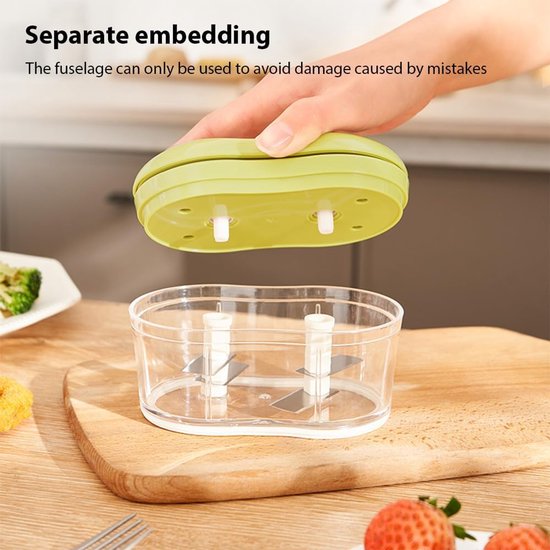 Handmatige keukenmachine - Groente snijder - Snel ingrediënten hakken - Ergonomisch ontwerp - 13 x 8 cm - Grijs — afbeelding 2