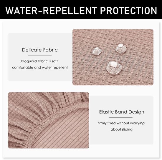 Stoelhoezen Waterdicht - Moderne Hoezen - Eetkamer Beschermen - Geruit Jacquard Weefsel - Set van 6 - Roze — afbeelding 5