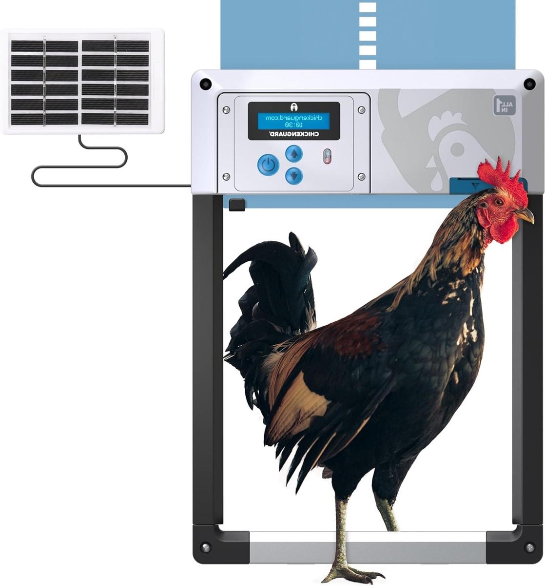 Automatische Kippenhok Deuropener - Kippenhok Deur Automatische Deur - Pluimvee Houden - Met Zonnepaneel Kit - 1 Deur - Blauw