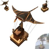 Handgemaakte Mechanische Manta Ray Automaton, Houten Kinetische Sculptuur voor Decoratie en Creatieve Interieurinrichting.