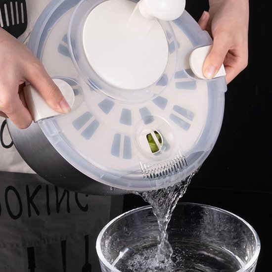 Slacentrifuge - Groentespinner - Salades Maken - Roestvrijstaal - 5 Liter - Zilver — afbeelding 5
