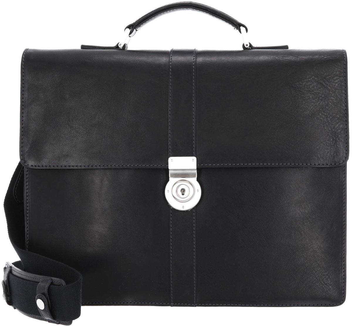 LEONHARD HEYDEN Leren aktetas business tas met laptopvak Bergamo Aktenmappe 1 Fach 6852 Schwarz zwart