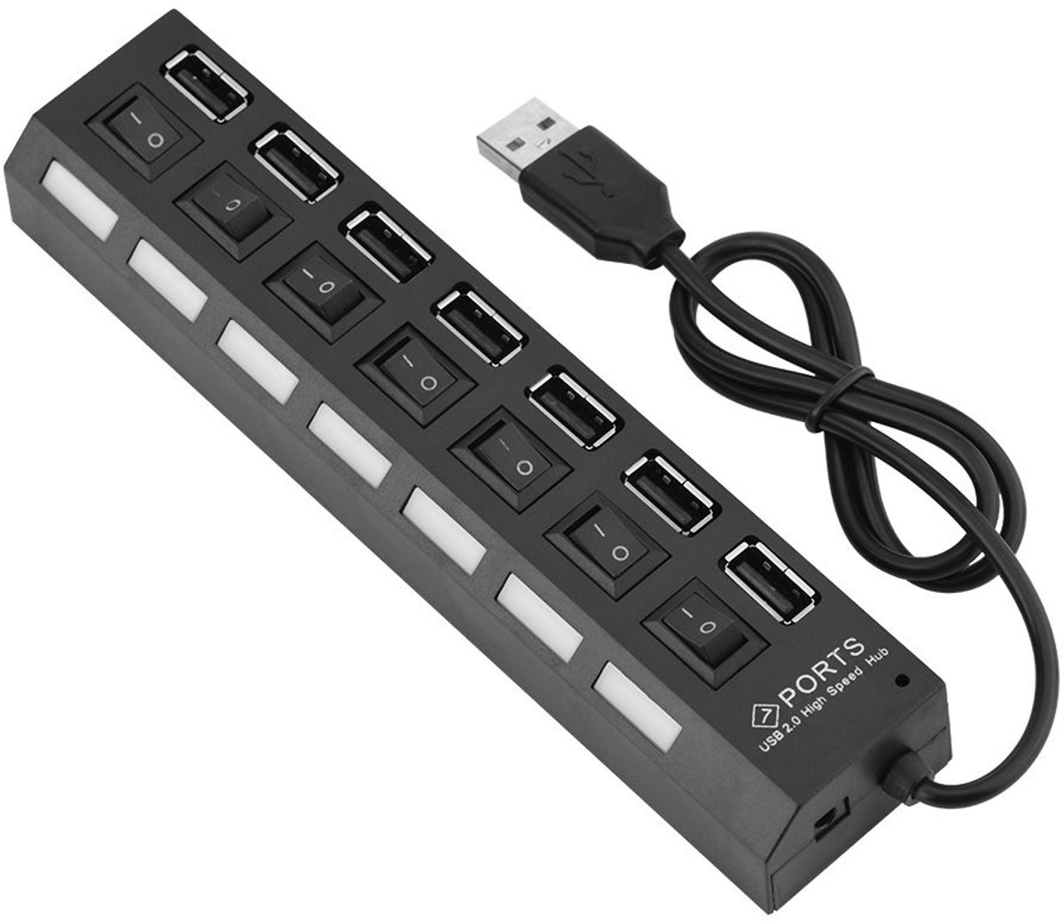 ONF3 - USB Hub - 7-Poorts USB 2.0 Hub - 480 Mbps Snelheid - Standaard Kleur - Multi-device Connectiviteit - Geschikt voor Mobiele Apparaten en PC's