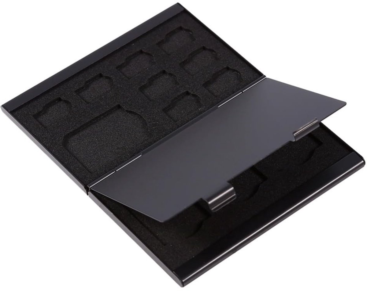 Allecto - Memory Card Case - Geheugenkaartopslag - Aluminium Beschermdoos - Zwart - TF en SD Kaarten - Compact en Lichtgewicht - Geschikt voor Reis...