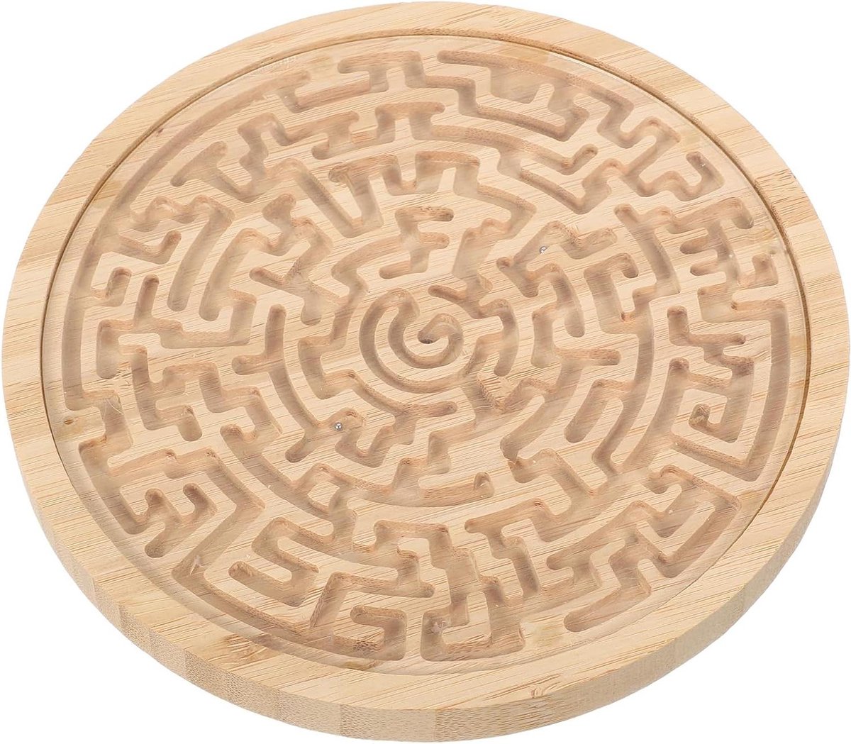 Houten Labyrintbord - Kralen Doolhof - Cognitieve Ontwikkeling - Stimuleert Samenwerking - 18x18x1.5CM - Khaki