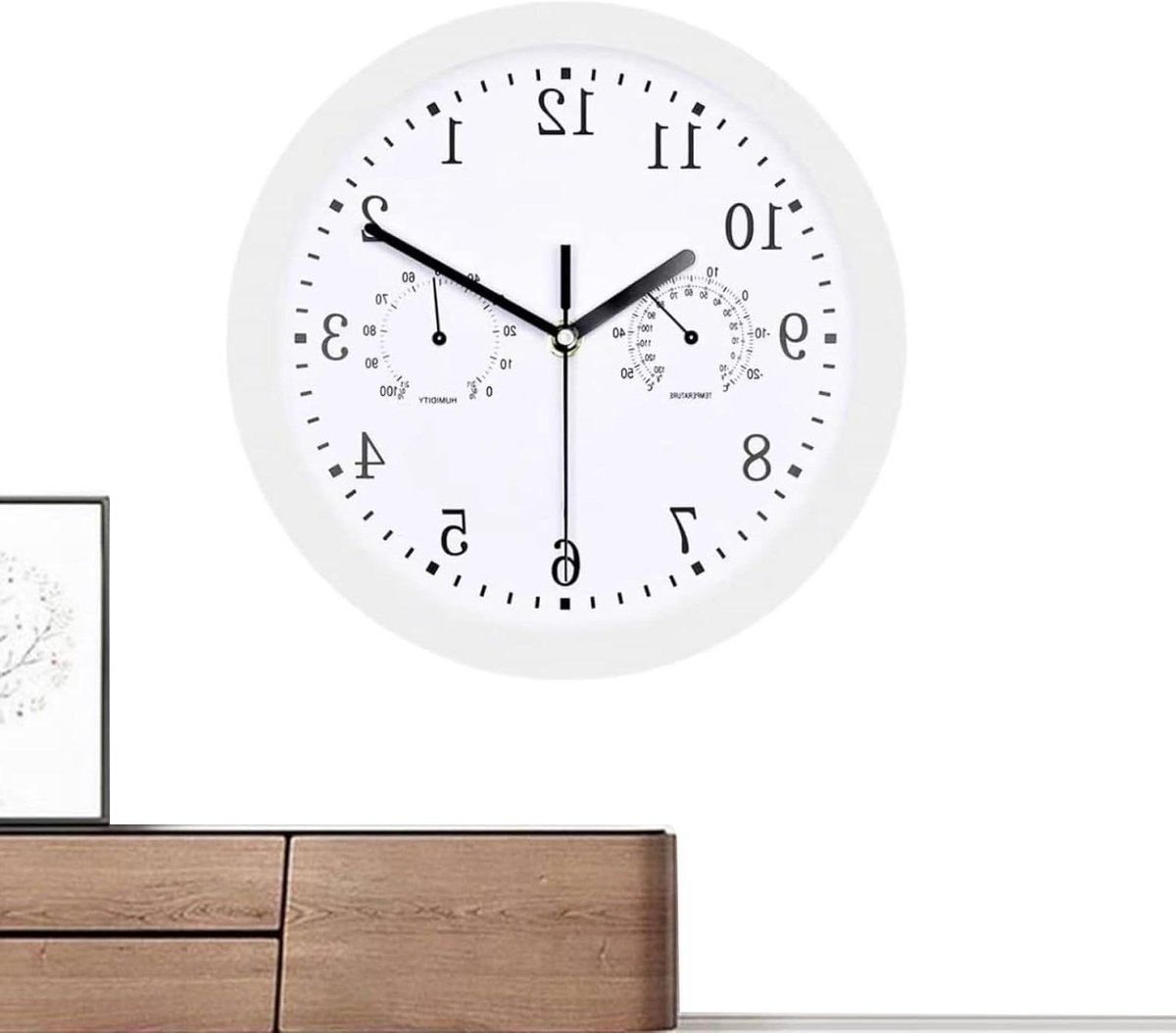 Buitenklok met thermometer - Tuinwandklok hygrometer - Terrasdecoratie Tijd - Waterdicht aluminium frame - 30 cm diameter - Wit