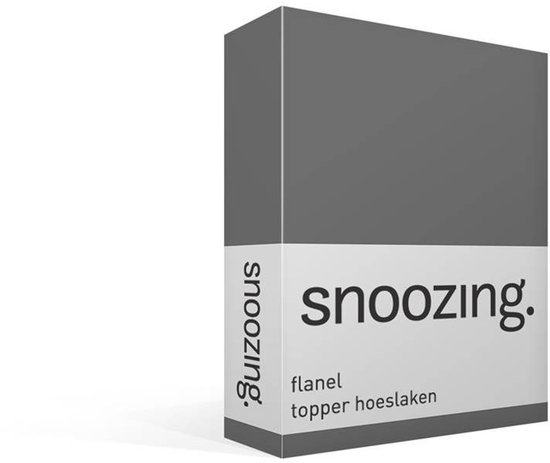 Snoozing - Flanel - Hoeslaken - Topper - Lits-jumeaux - 180x210/220 cm - Antraciet