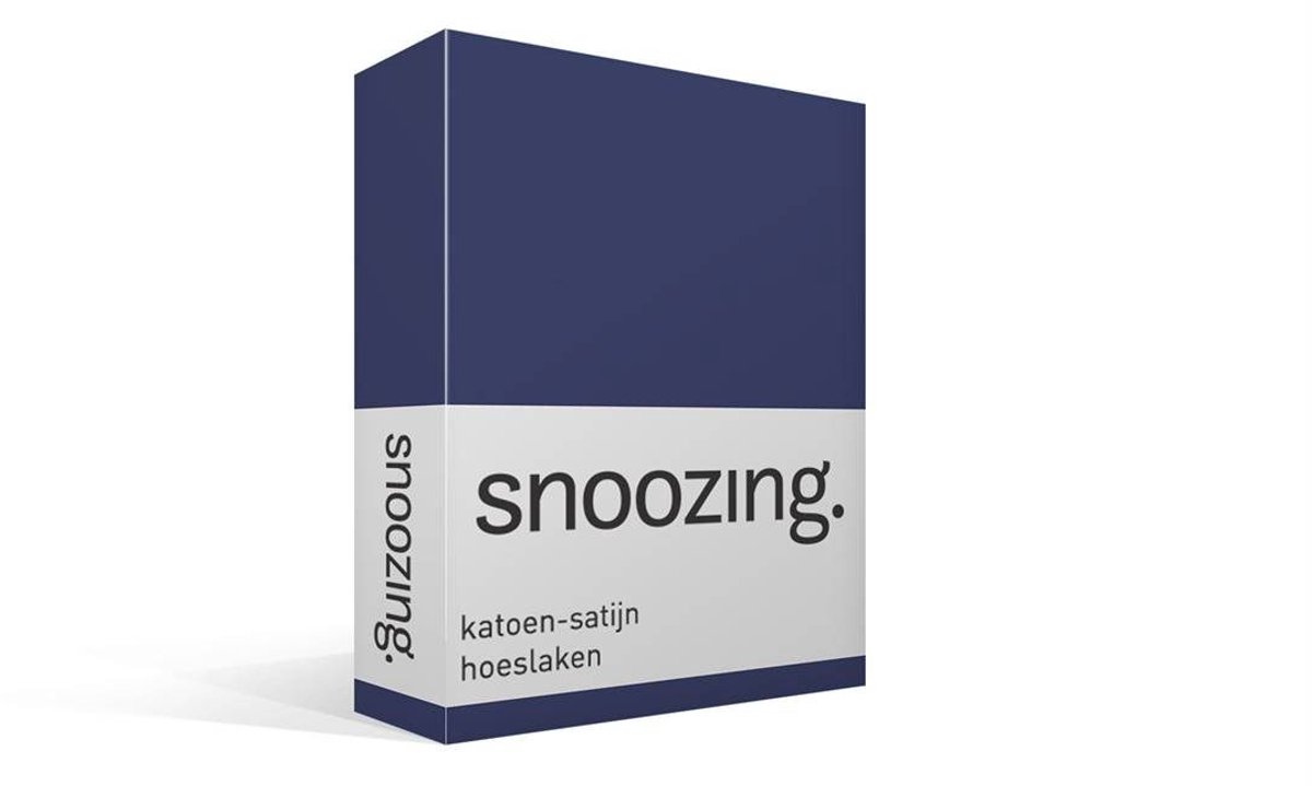 Snoozing Katoen-satijn - Hoeslaken - Lits-jumeaux - 180x210 cm - Navy