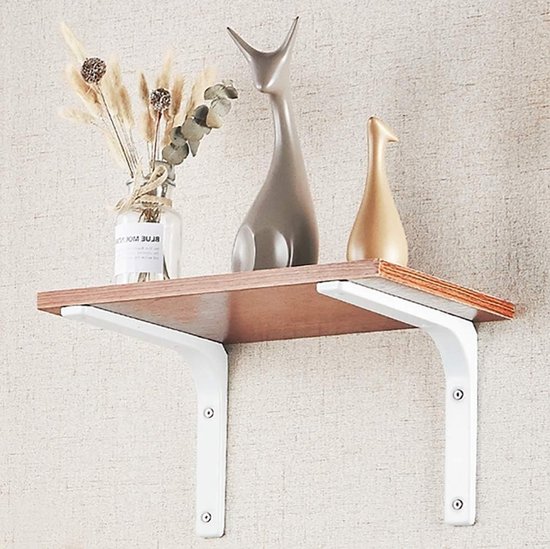 Hoeksteun voor Planken, 4 Stuks Metalen Hoekbeugels voor Wandmontage, 150mm x 129mm, Wit, Stevig en Duurzaam — afbeelding 3