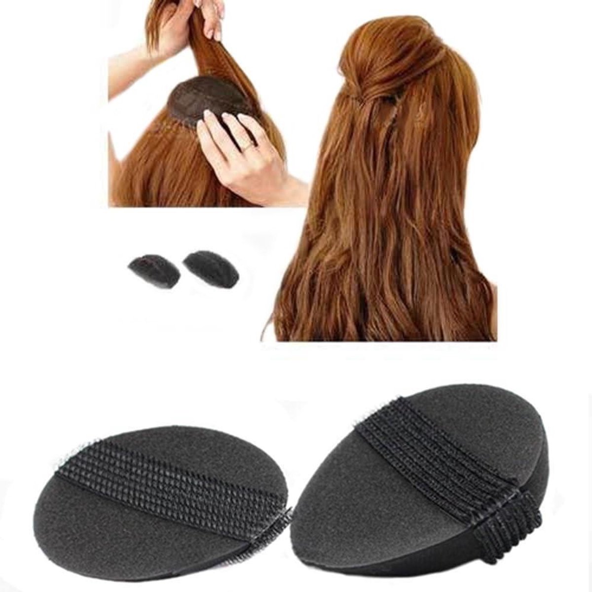 Haarstyling Tools - Volume Creëren - Haar Opsteken - Set van 4 - 2 Maten - Zwart